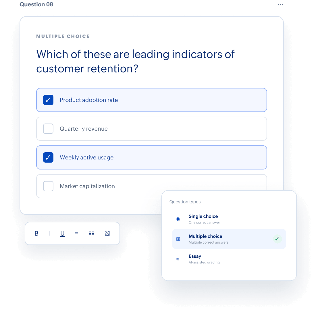 Multiple question types