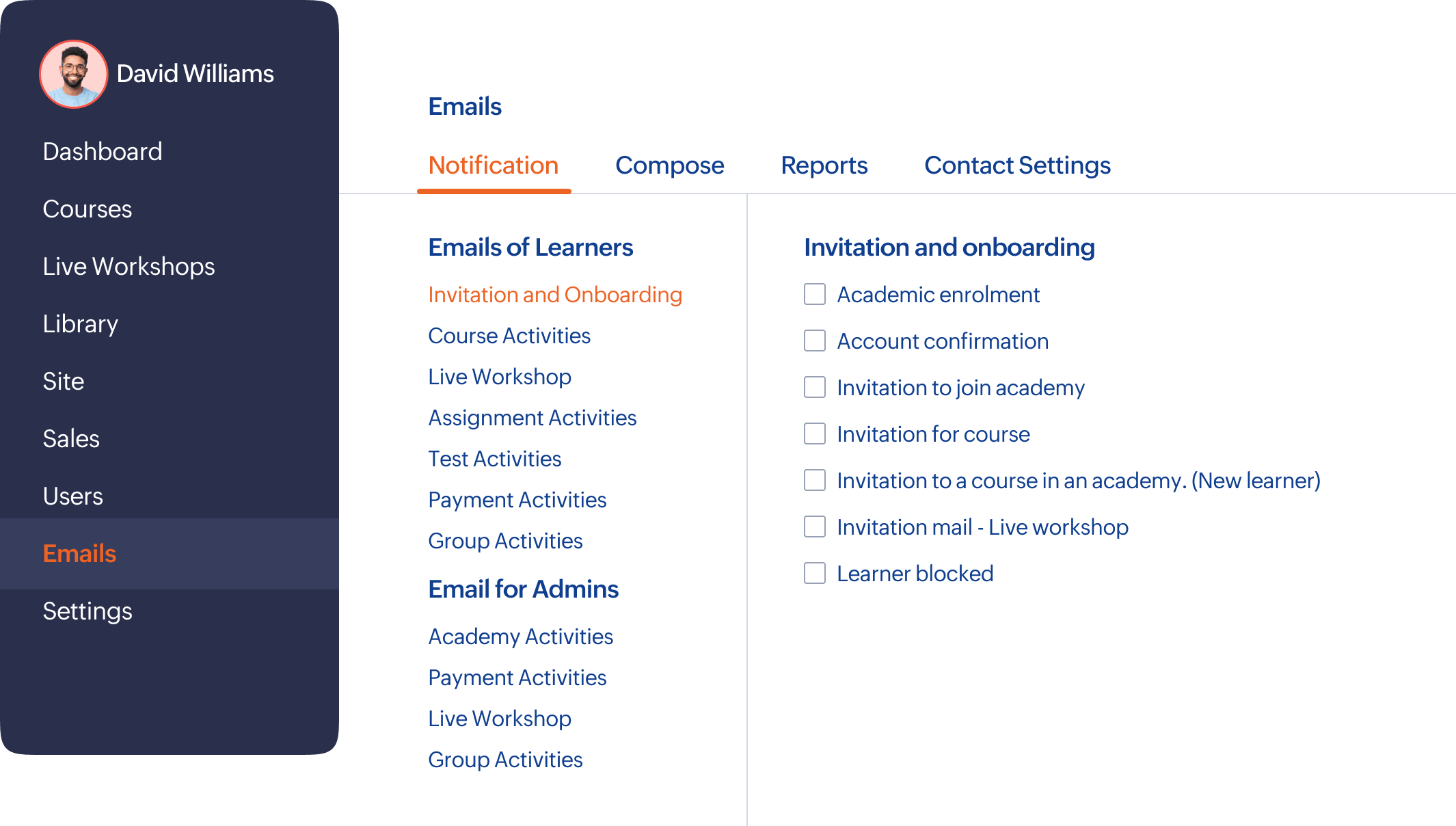 Website builder sidebar